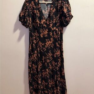 a new day Black and Brown Floral Midi Dress